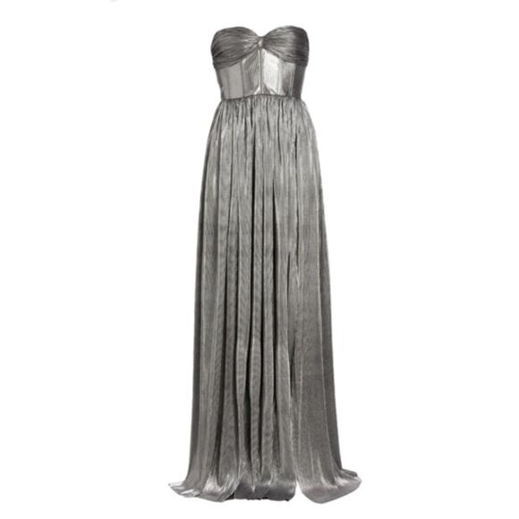 $750 BRONX AND BANCO Florence Metallic Strapless Maxi Dress Gown L Free People - Picture 9 of 16